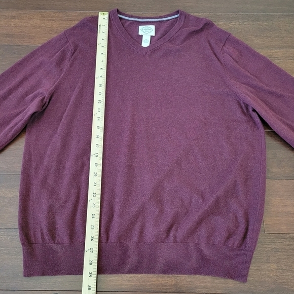 St. John's Bay Men's XXL Burgundy Red Lightweight V-Neck Sweater Cotton Blend - Picture 6 of 7